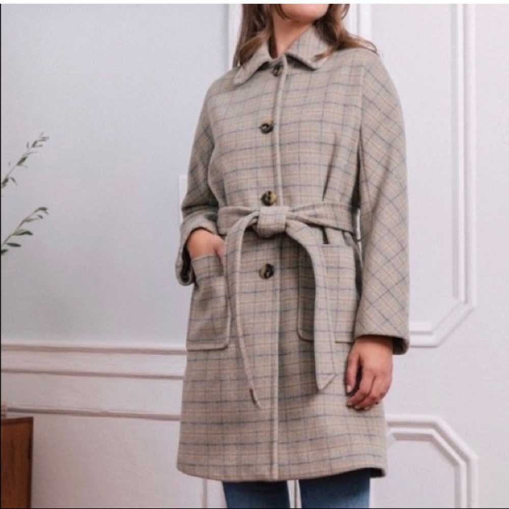 NWT Gal Meets Glam Hadley Wool Plaid Coat. XS